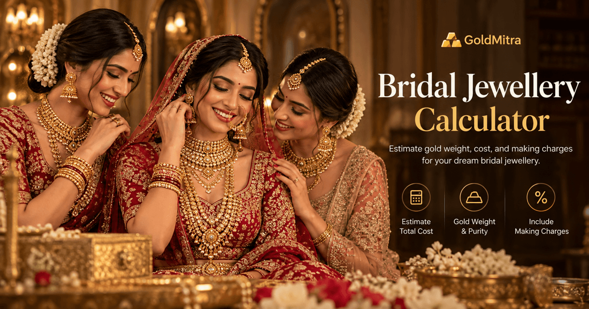 Bridal jewellery for an Indian wedding — necklace, jhumkas, bangles, and mangalsutra